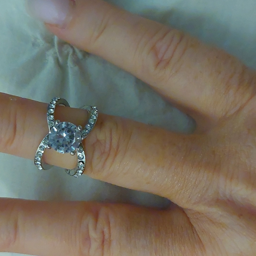 Stainless Steel 3 Carot Engagement Ring Size 7